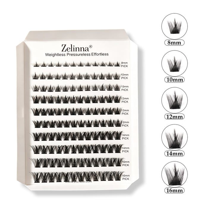 Zelinna Plush Aura Glueless Lash Clusters | Fluffy Volume
