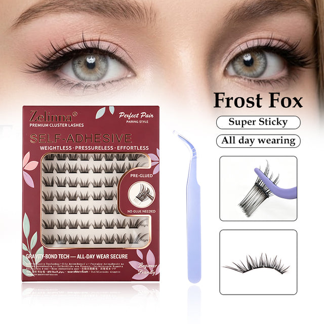 Zelinna Frost Fox Pre-Glued Lashes — Wispy fox-eye