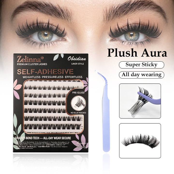 Zelinna Plush Aura Glueless Lash Clusters | Fluffy Volume